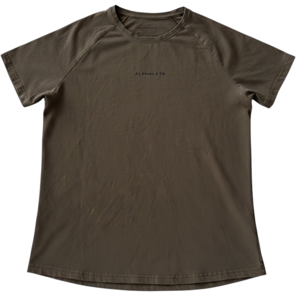 Alphalete Performance Fit T-Shirt Womens Small Sparrow Brown Gym Workout Top S